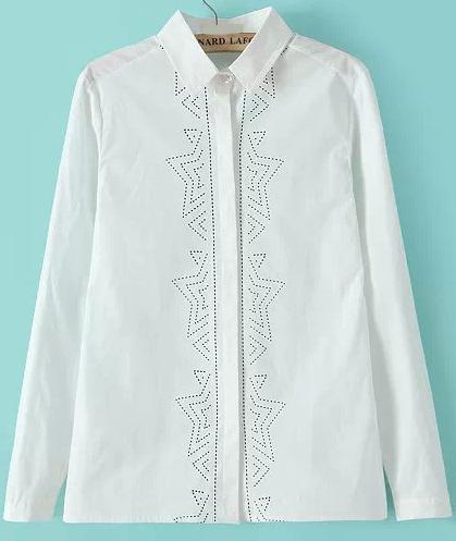 Romwe Geometric Pattern Lapel Loose Blouse