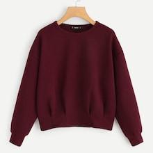 Romwe Pleated Hem Textured Sweatshirt