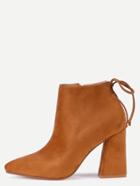 Romwe Brown Faux Suede Lace Up Ankle Boots