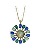 Romwe Crystal Round Flower Pendant Necklace For Women