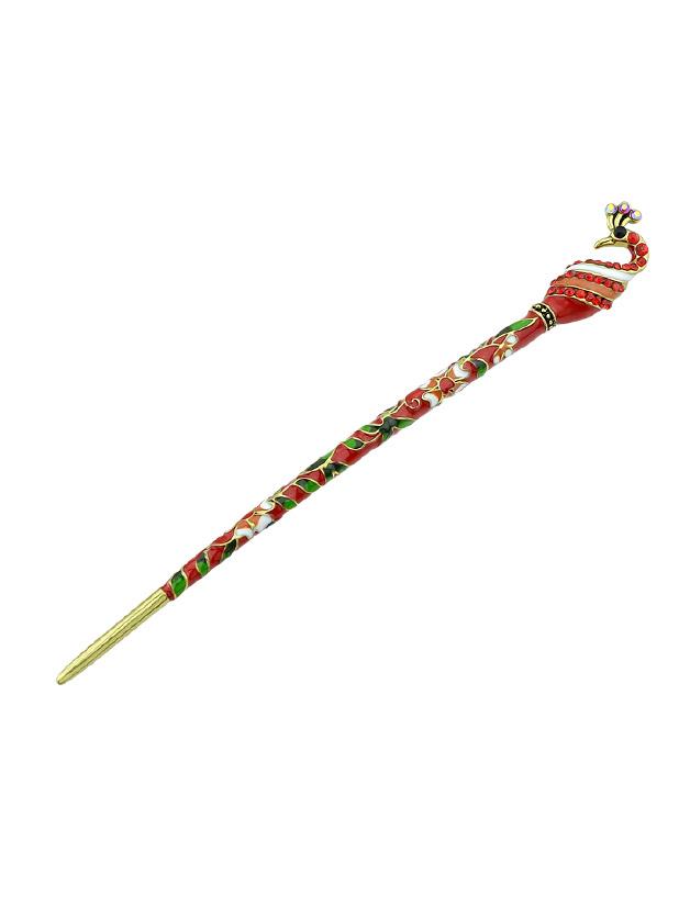 Romwe Red Ethnic Style Bohemian Peacock Shape Hair Sticks