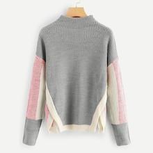 Romwe Side Slit Colorblock Jumper