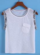 Romwe With Pocket Letter Print Tank Top