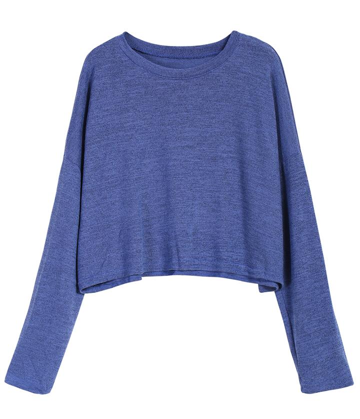 Romwe Batwing Sleeve Loose Blue T-shirt