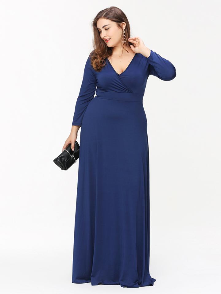 Romwe V Neckline Surplice Maxi Dress