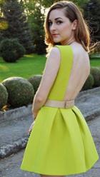 Romwe Sleeveless Backless Flare Neon Green Dress