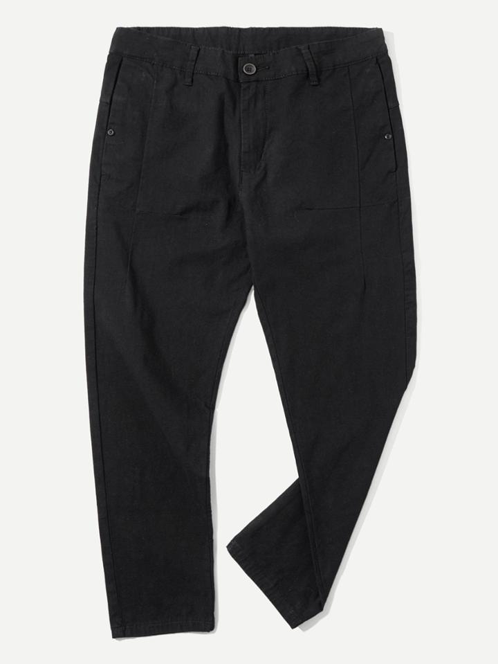 Romwe Solid Color Tapered Pants