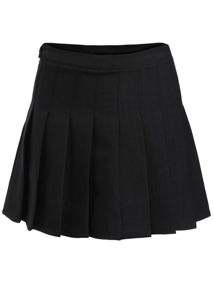 Romwe Pleated Women Navy Skirt
