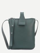 Romwe Dark Green Leather Zip Closure Shoulder Bag