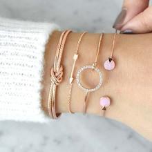 Romwe Twist & Arrow Detail Bracelet Set 4pcs