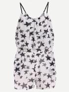 Romwe Spaghetti Strap Stars Print Chiffon Romper