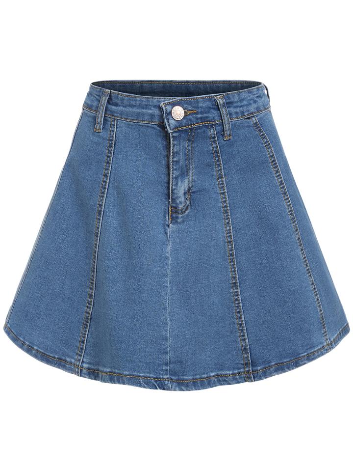 Romwe A-line Denim Skirt