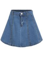 Romwe A-line Denim Skirt