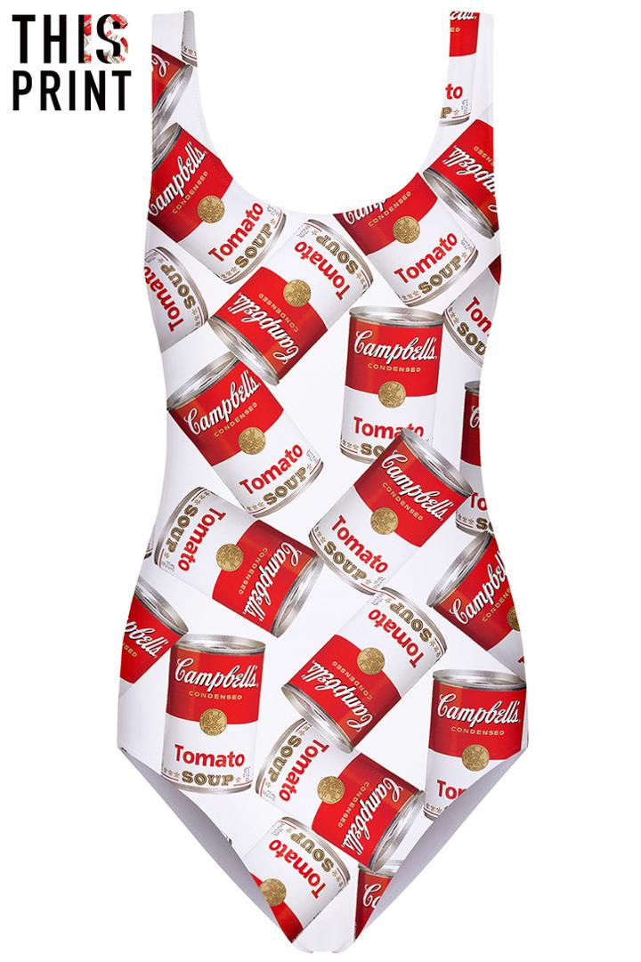 Romwe This Is Print Tomato Can Print Swimsuit