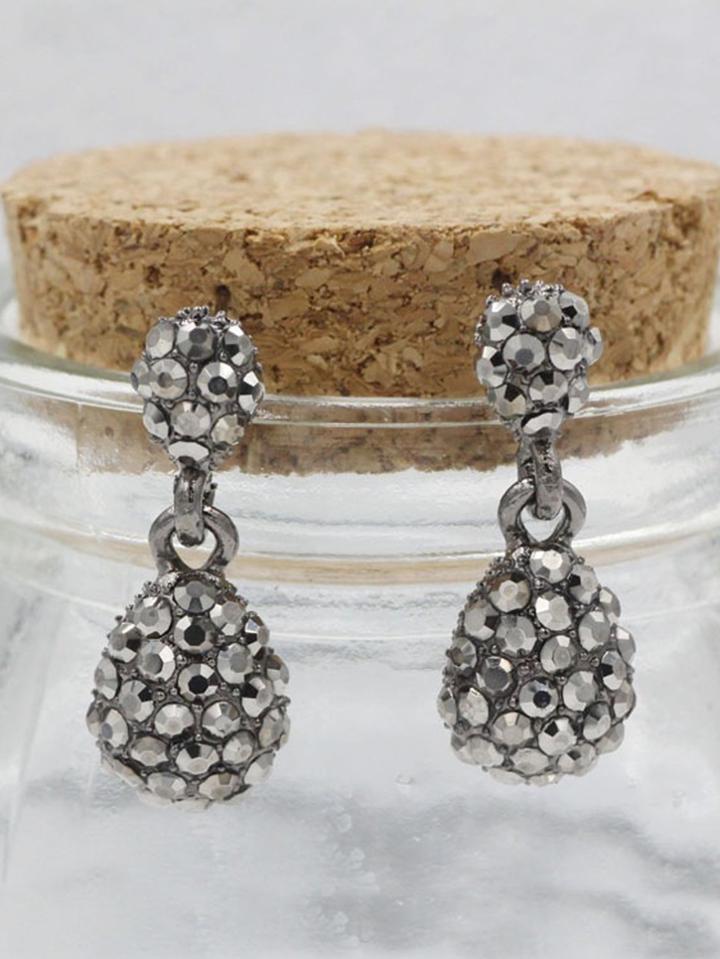 Romwe Rhinestone Dangle Earrings