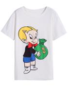 Romwe Child Purse Print White T-shirt