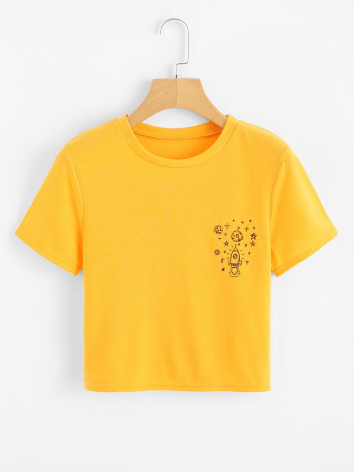 Romwe Rocket Print Tee
