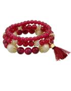 Romwe Red Elastic Beads Bracelet