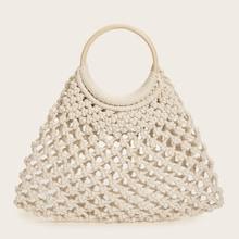 Romwe Net Tote Bag With Ring Handle