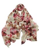 Romwe Hotpink Knitted Flower Voile Scarf