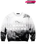 Romwe This Is Print Grey Castle Print Sweatshirt