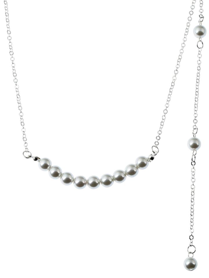 Romwe Faux Pearl Detail Y Back Necklace
