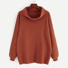 Romwe Plus Turtle Neck Drop Shoulder Jumper