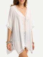 Romwe Hollow Out Crochet Trimmed Poncho Dress