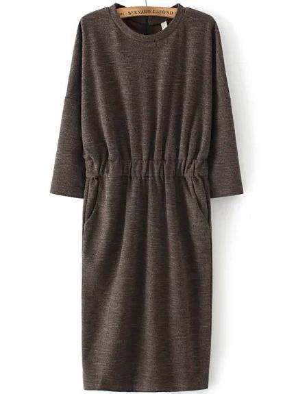 Romwe Elastic Waist Split Back Sweatshirt Dress