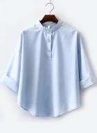 Romwe Stand Collar With Buttons Chiffon Blue Top