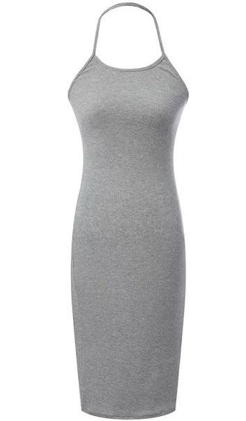 Romwe Halter Backless Bodycon Dress