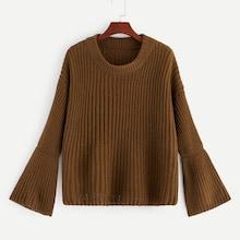 Romwe Drop Shoulder Bell Sleeve Jumper