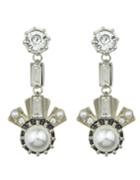 Romwe Pearl Rhinestone Drop Earrings