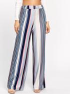 Romwe Barcode Stripe Wide Leg Pants