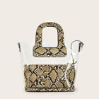 Romwe Clear Tote Bag With Snakeskin Pattern Clutch