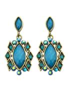 Romwe Blue Imitation Gemstone Drop Stone Earrings