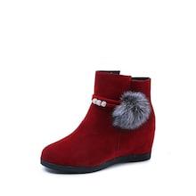 Romwe Fluffy Pom Pom Decor Side Zip Boots