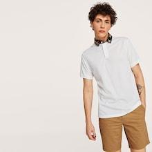 Romwe Guys Contrast Botanical Collar Polo Shirt