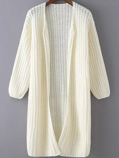 Romwe Cable Knit White Cardigan
