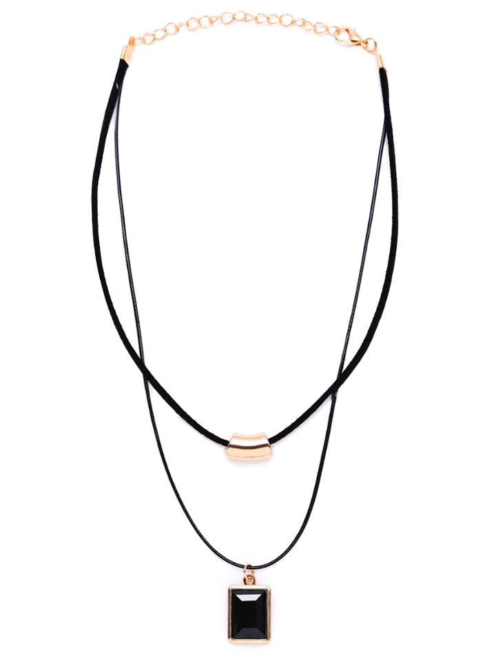 Romwe Black Golden Fashion Choker Necklace