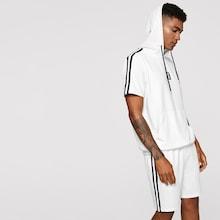 Romwe Guys Striped Tape Side Drawstring Hoodie & Shorts Set