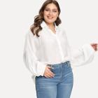 Romwe Plus Bishop Sleeve Solid Blouse