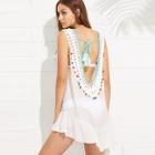 Romwe Hollow Out Lace Up Backless Dress
