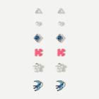Romwe Flower & Geometric Design Stud Earrings 6pairs