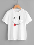 Romwe Smiley Face Print Tee