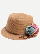 Romwe Coffee Vacation Collapsible Flower Straw Hat