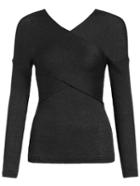 Romwe V Neck Slim Black Sweater