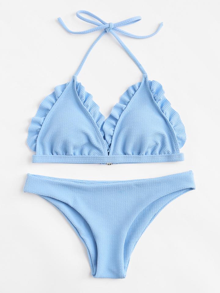 Romwe Frill Bikini Set