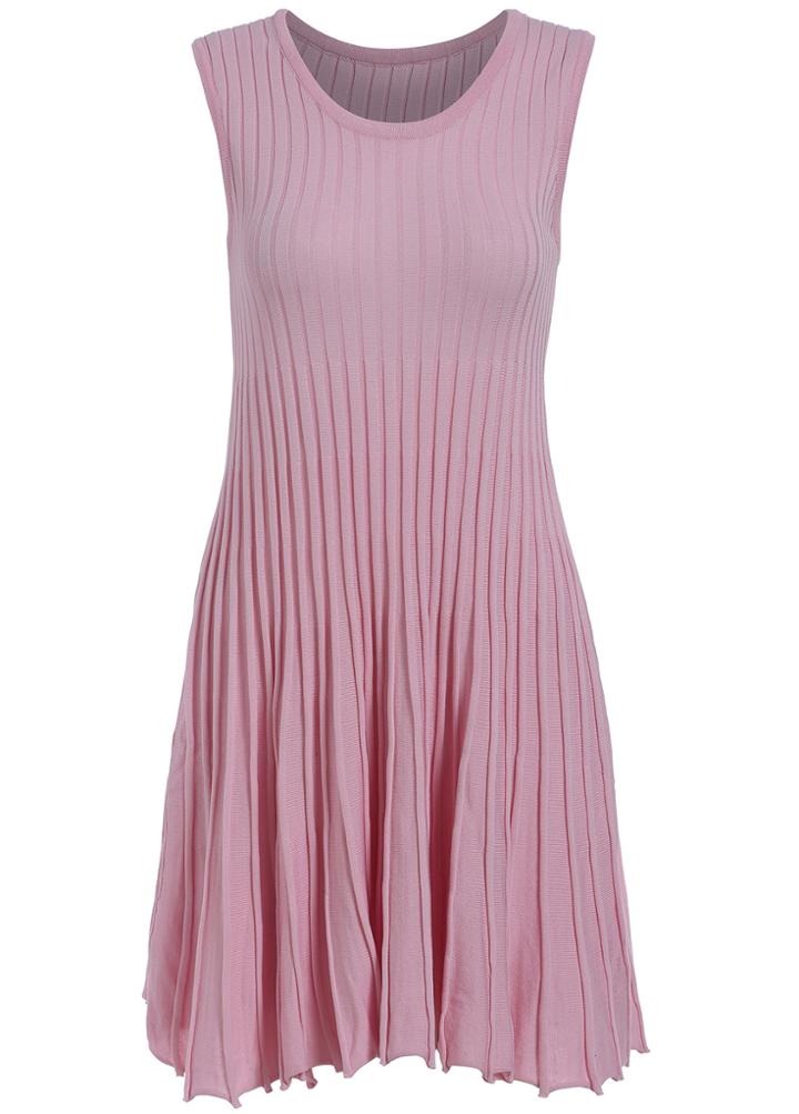 Romwe Sleeveless Knit Pleated Dress