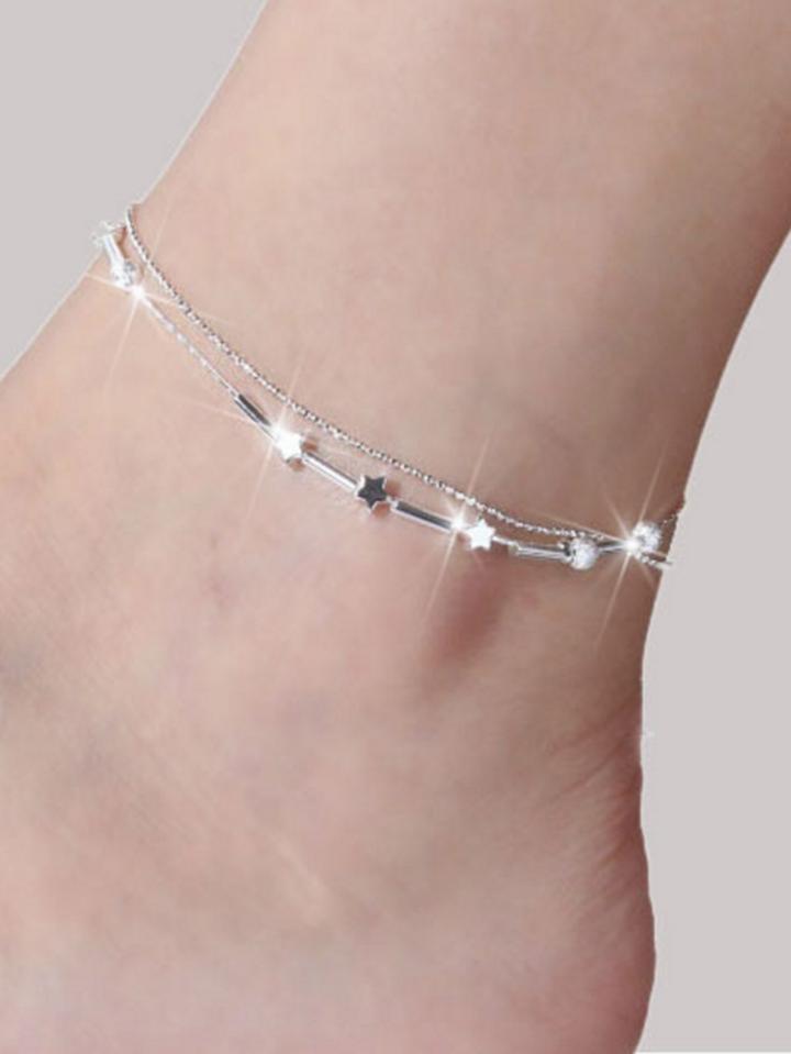 Romwe Star Charm Layered Ankle Chain